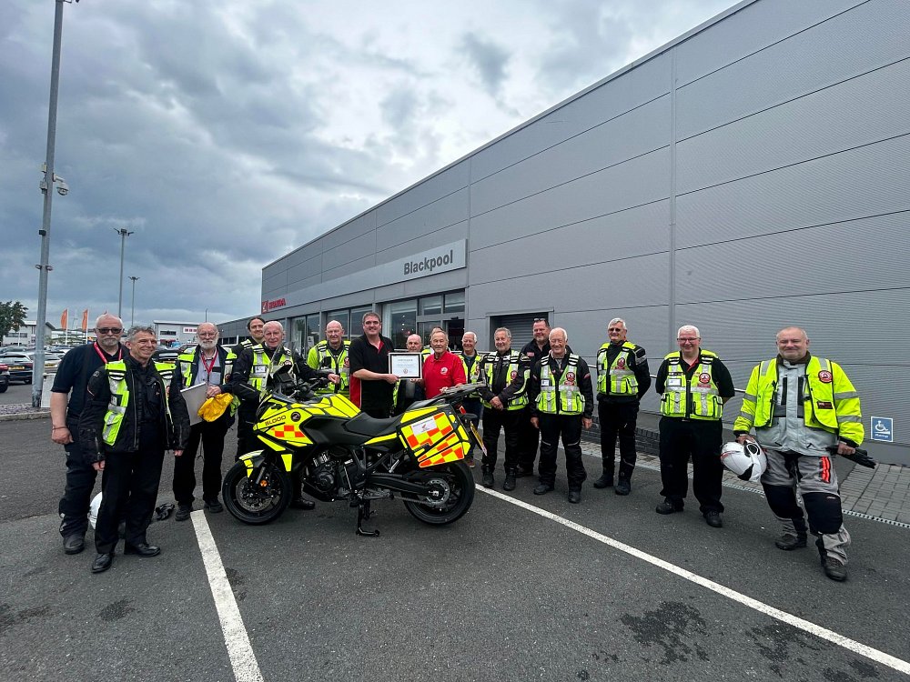 Bike handover at NW Honda Blackpool